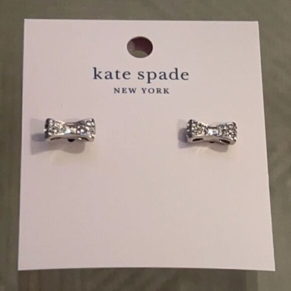 NWT - Kate Spade Ready Set Pave Bow Studs S - Picture 1 of 4